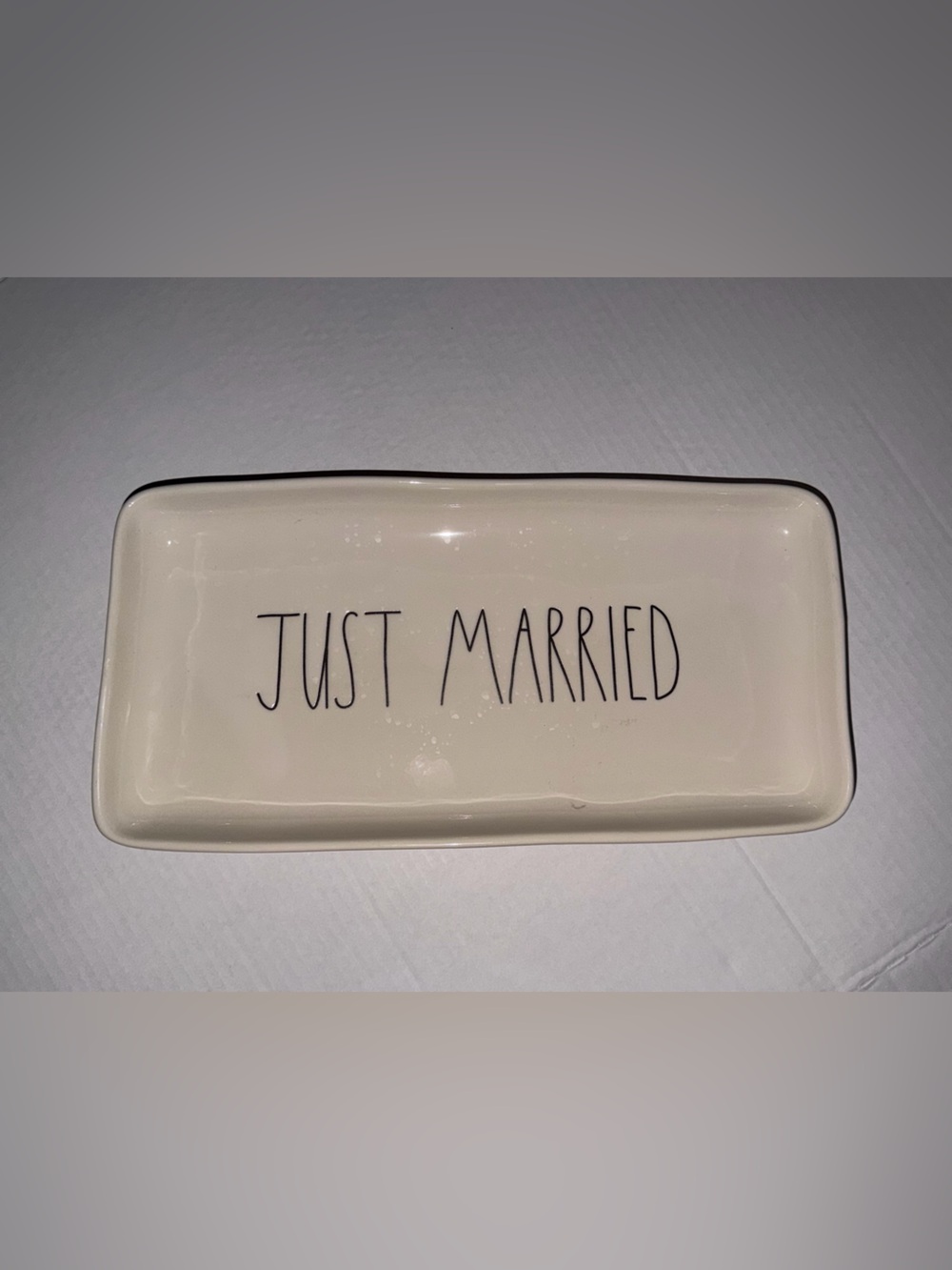 Rae Dunn Cream 'Just Married' Ceramic Trinket Tray